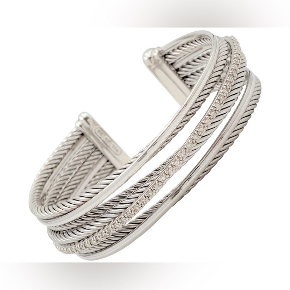 David Yurman Crossover 4-Row Cuff With Diamonds - image 1